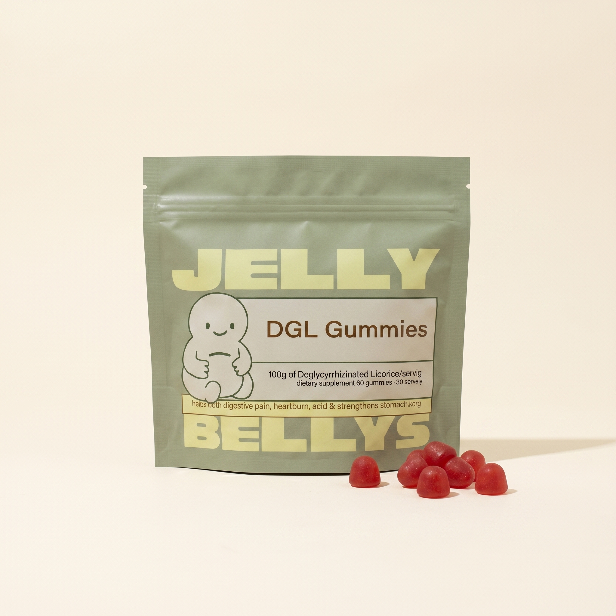 Belly Jellys DGL gummies pouch