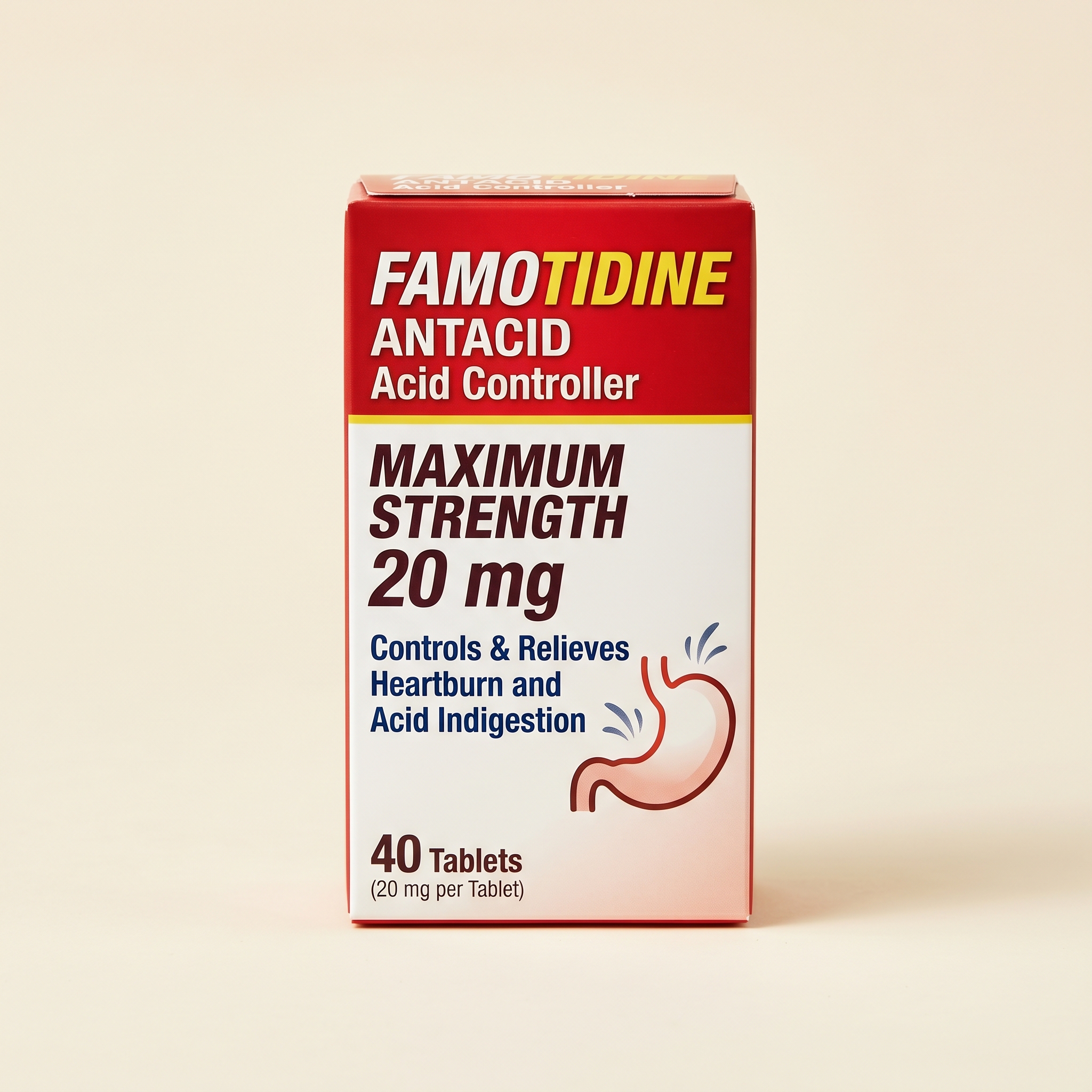 Famotidine (Pepcid AC) antacid tablets — H2 blocker