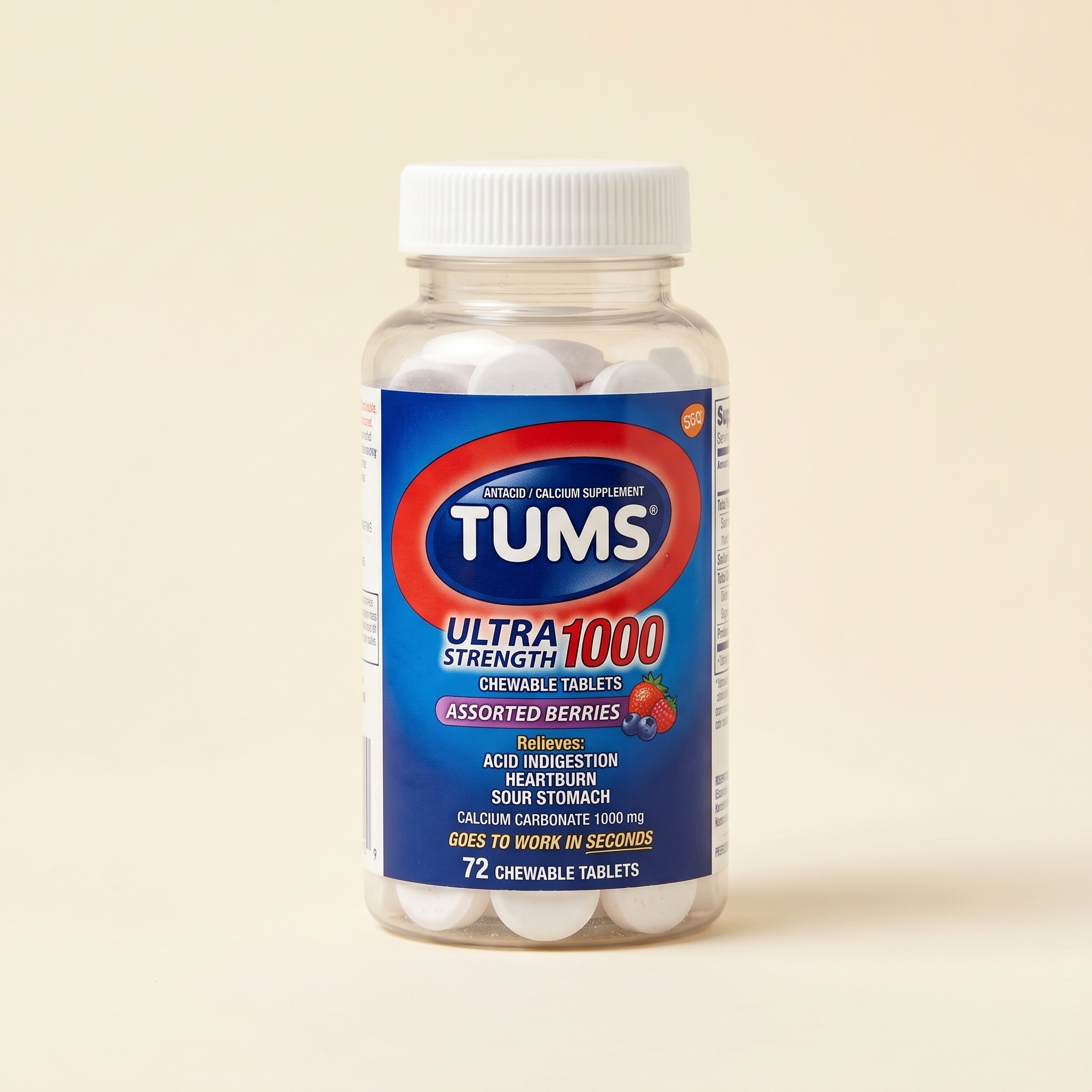 Calcium carbonate antacid tablets (Tums / Rolaids-class)